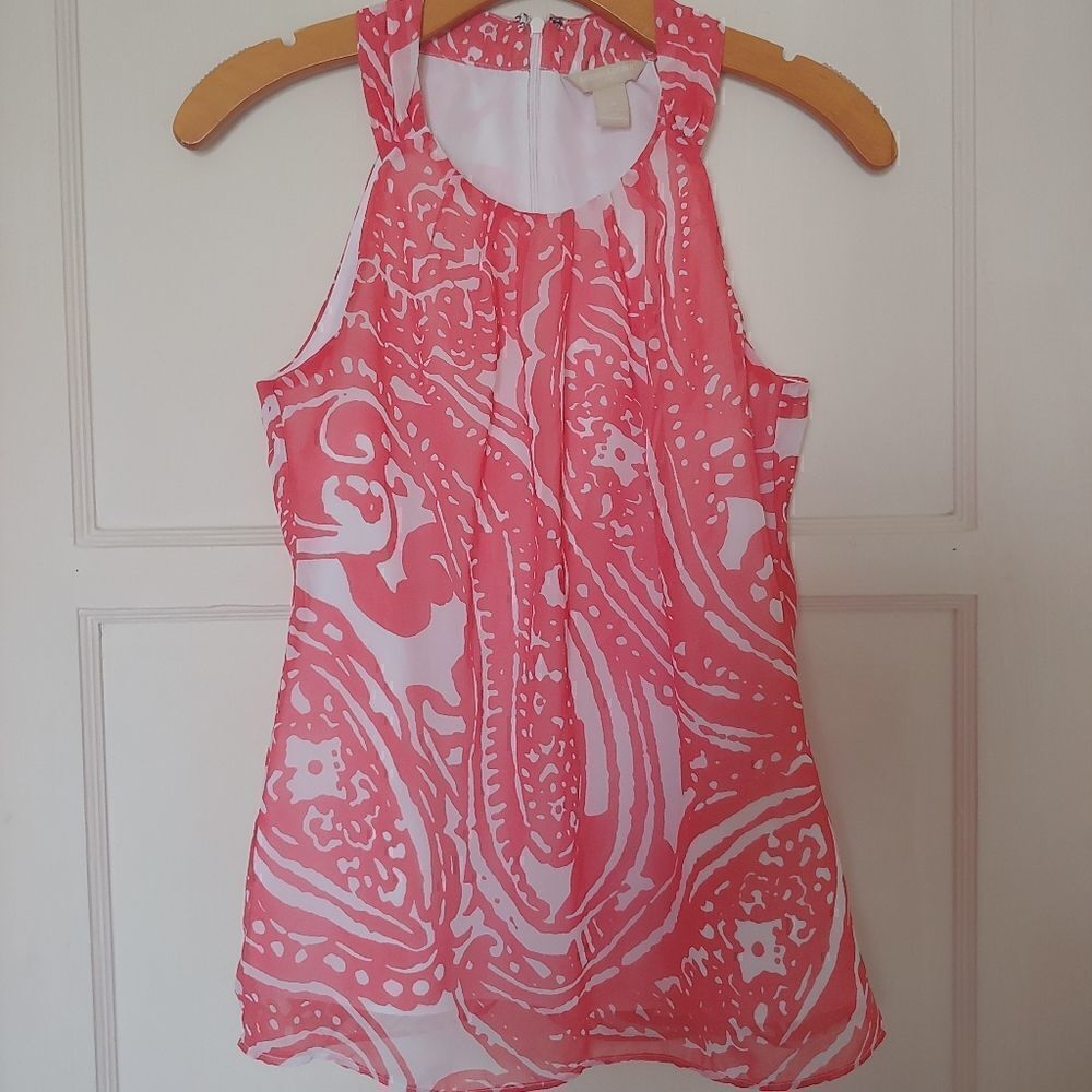 Banana Republic Sleeveless Top Coral and White Size 0P